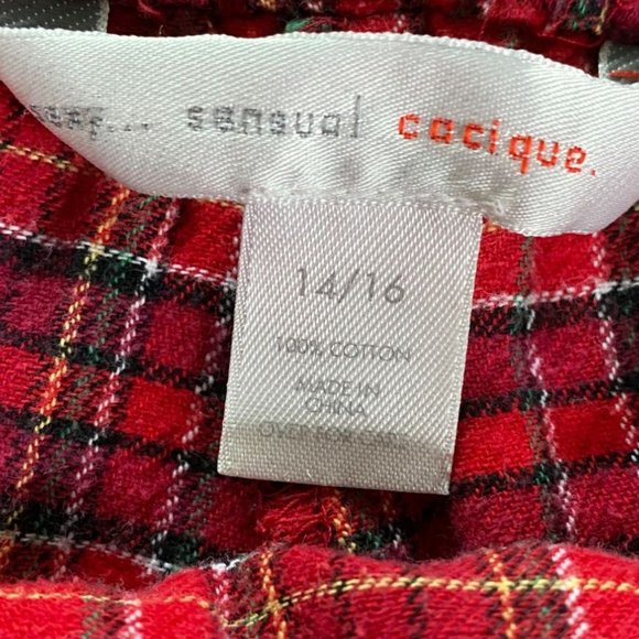 Cacique Womens Red Plaid Drawstring Waist Athleisure Pants Size 14/16 Comfy Cozy - Picture 3 of 9